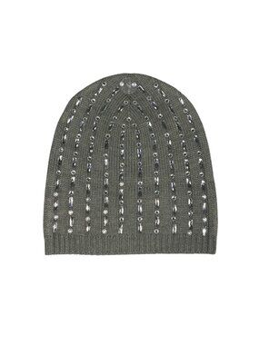 Mixit Gray Knit Beanie Rhinestone Embellishments Casual Winter Hat One Size NWT